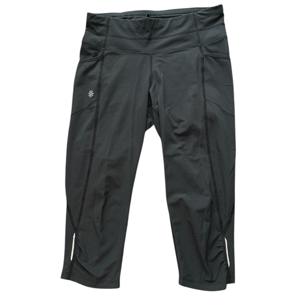 Athleta Black Cropped Leggings with Reflectors Size XS